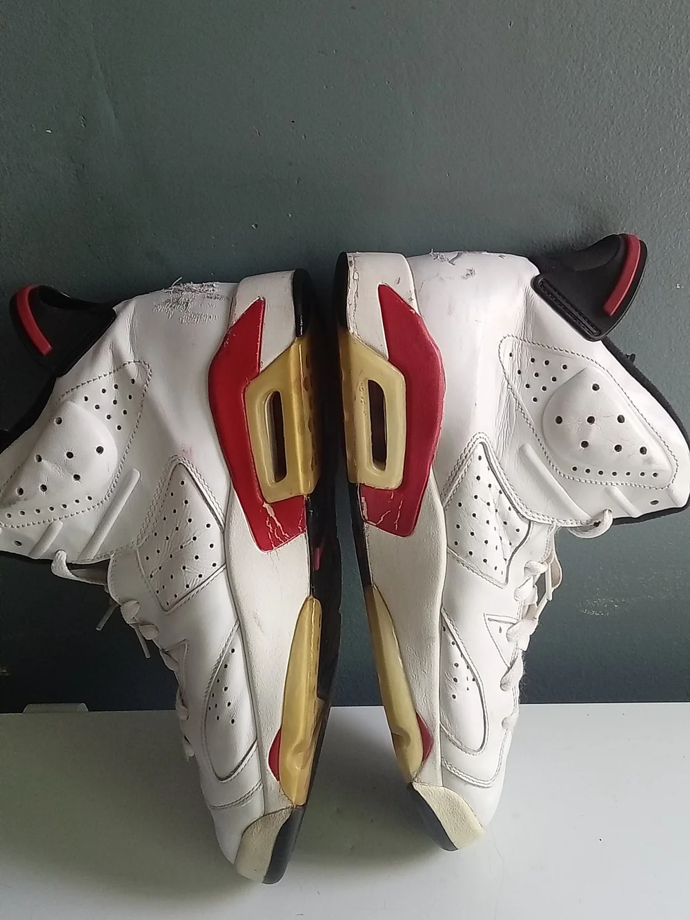 Jordan 6 Retro White Varsity Red Basketball Shoes 384664-102 High Top Mens